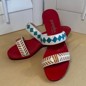 Vintage Paradox by Zalo Red Leather Sandal Slides Sz 8